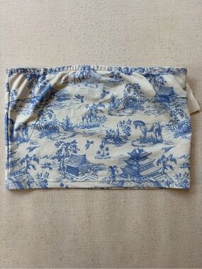 Edikted Blue and White Toile Strapless Tube Top